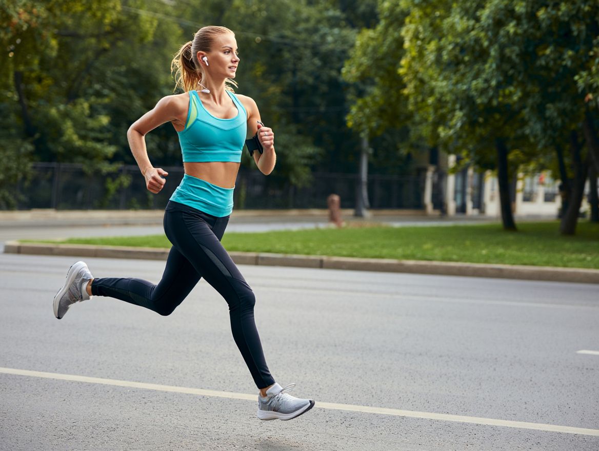 Девушка занимается бегом на улице