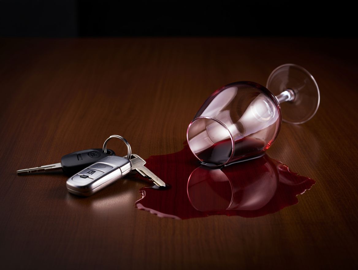 Бокал вина и ключи от машины